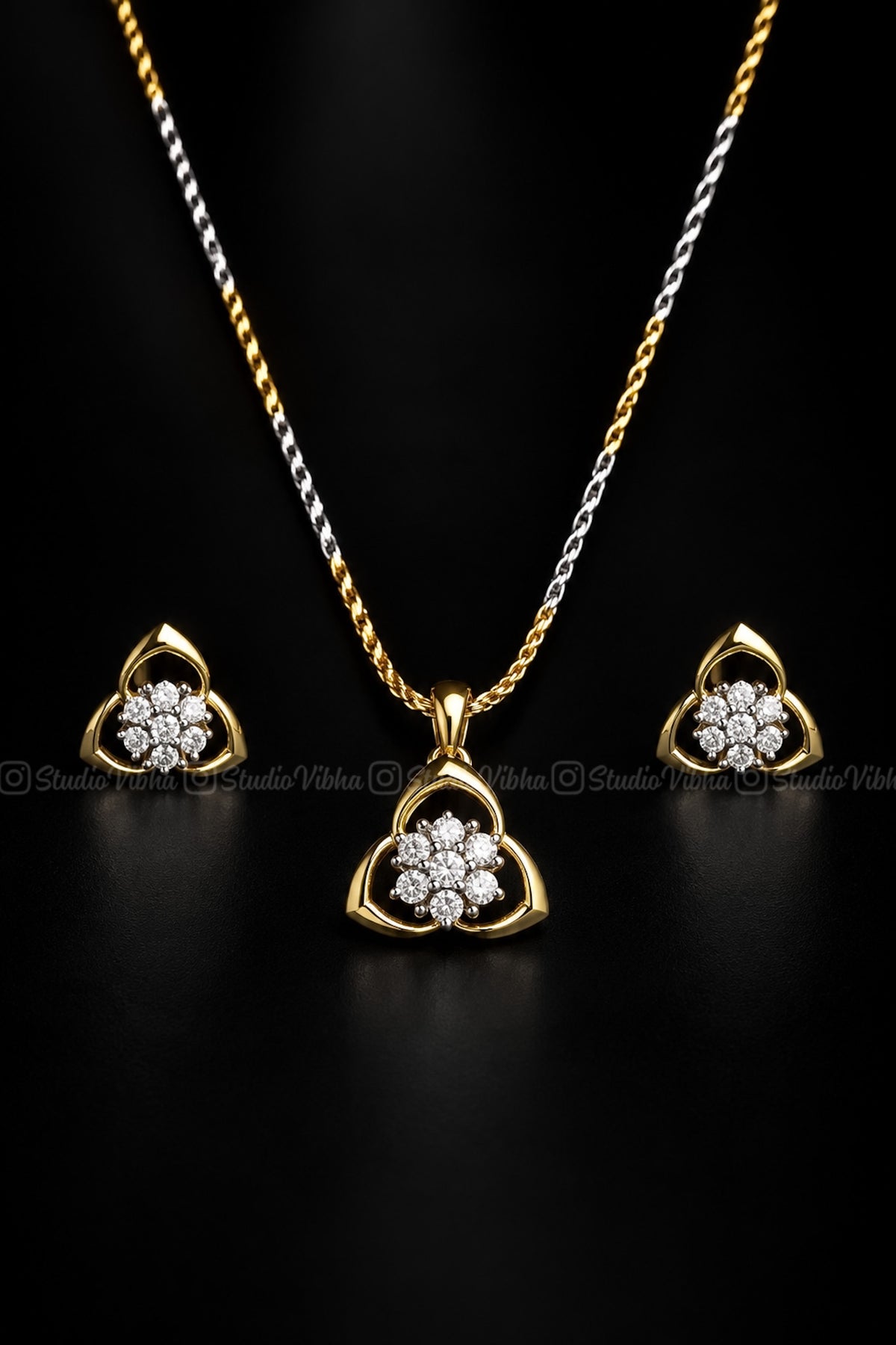 Trinity ~ Diamond replica AD Pendant set