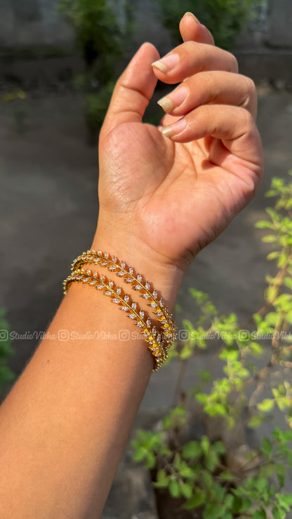 Leafy Diamond lookalike AD bangles