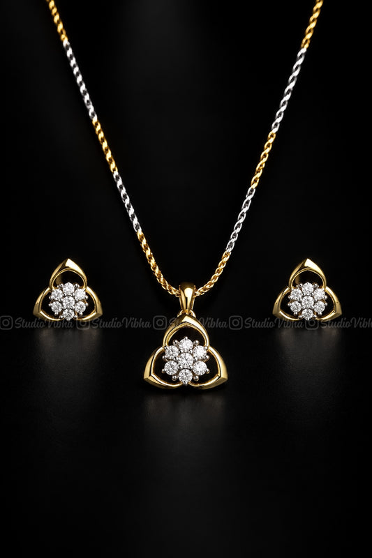 Trinity ~ Diamond replica AD Pendant set