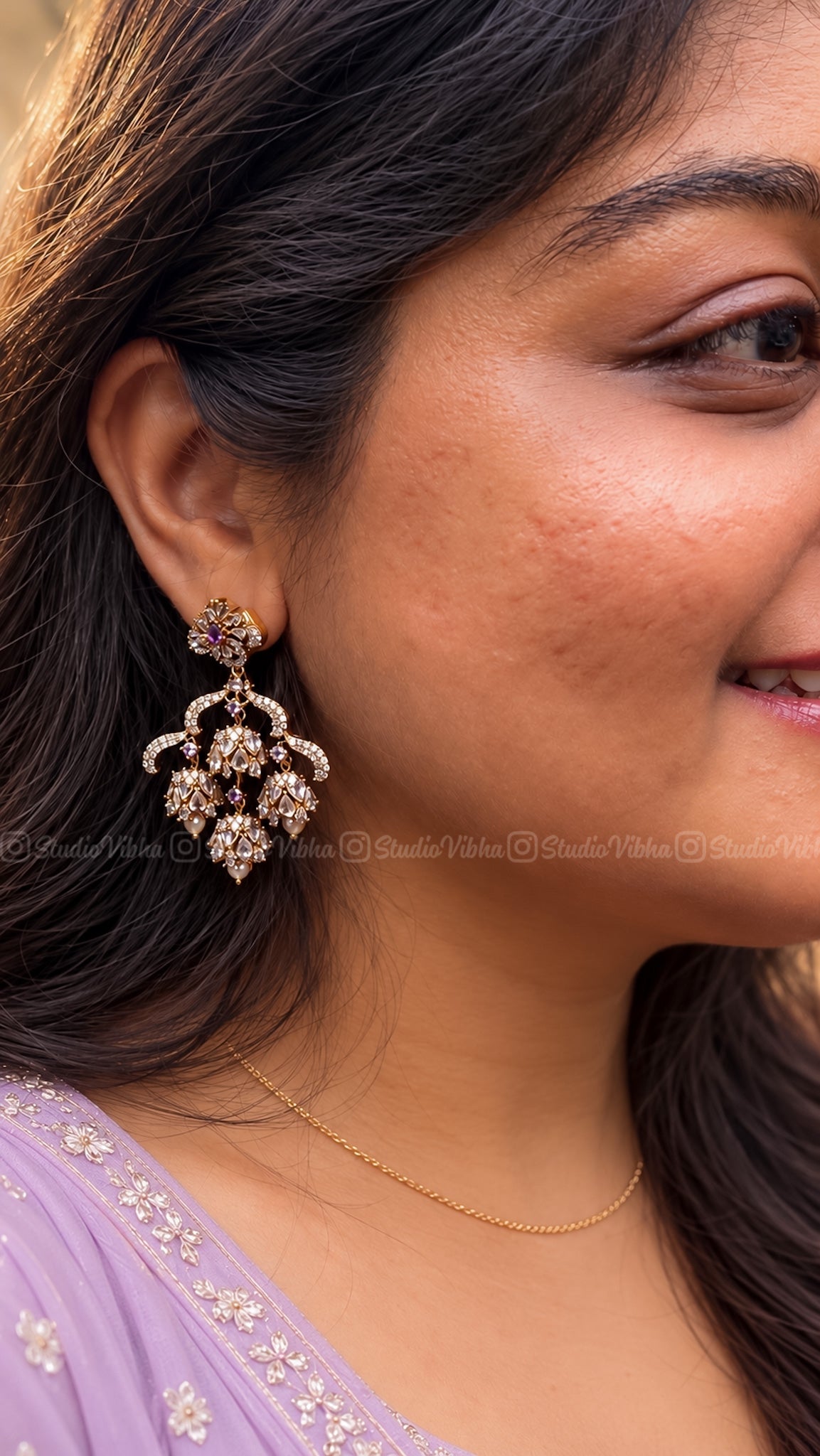 Mini Chandelier Jhumkas ~ Mozonite Jhumkas