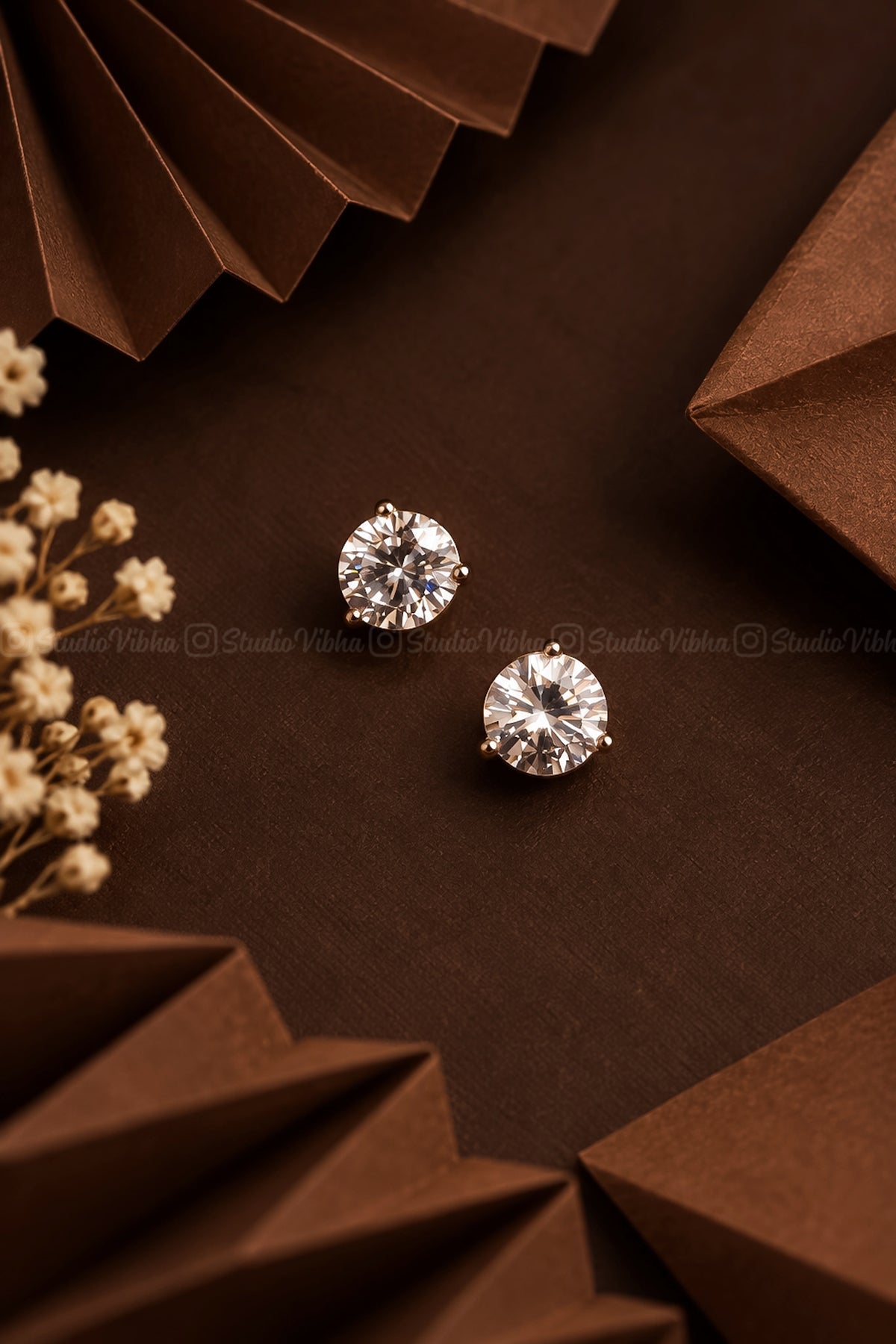 Navira ~ Solitaire Diamond replica AD studs