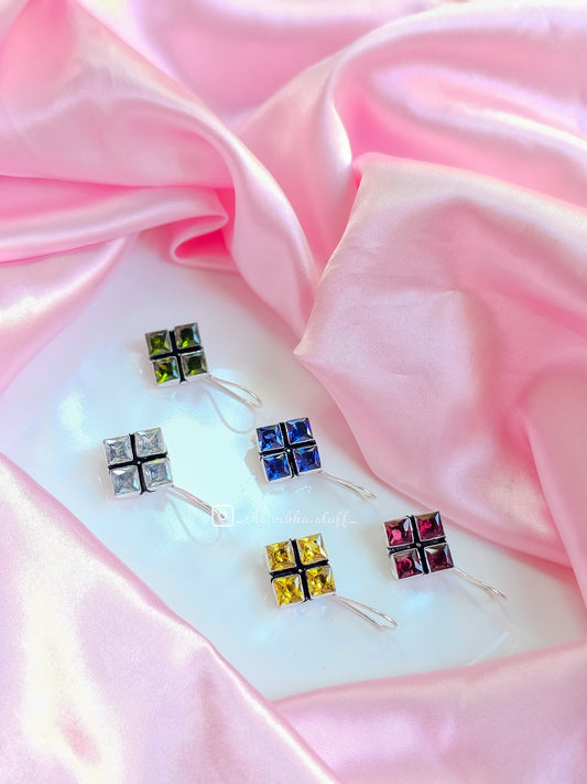 Square Glitter Hook Earrings