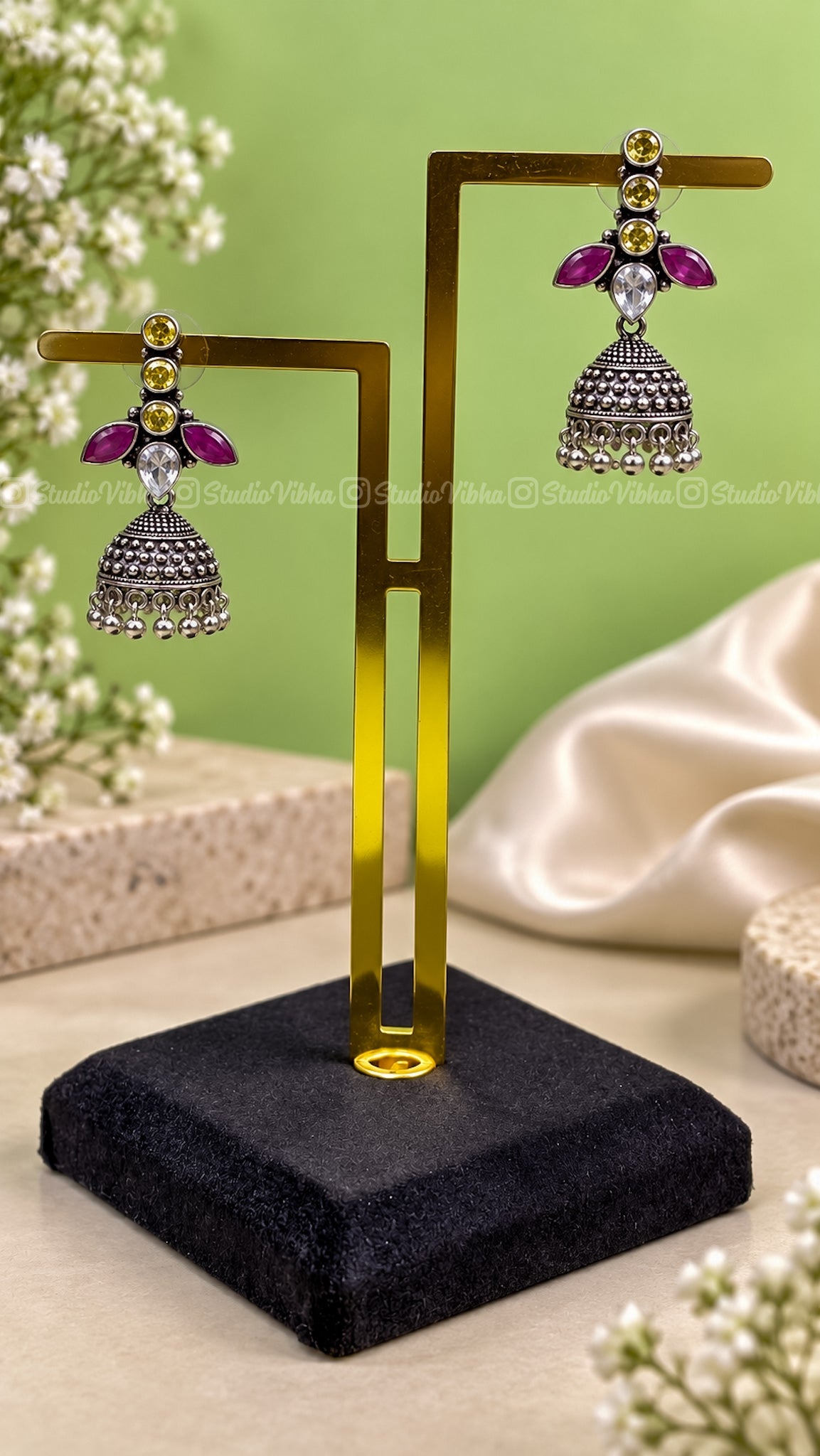 Nazakat Arrow ~ German Silver Jhumkas