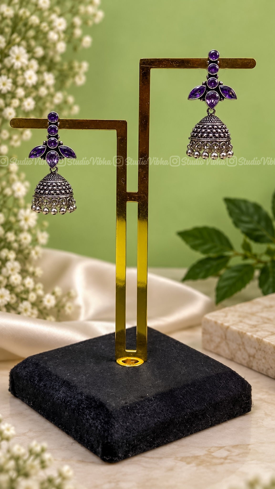 Nazakat Arrow ~ German Silver Jhumkas
