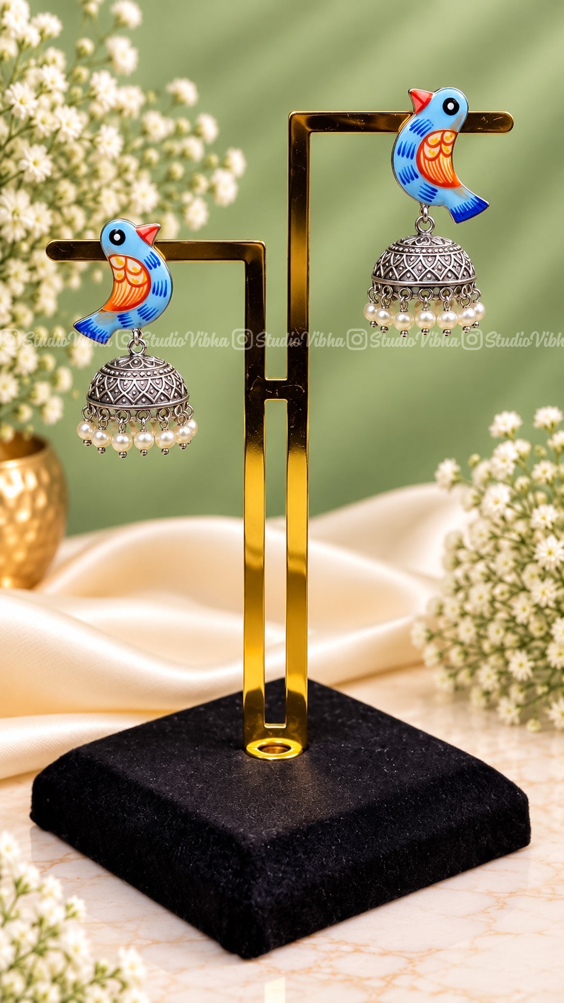 Myna ~ German Silver Jhumkas