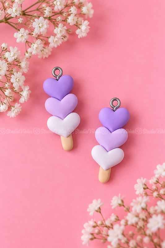 Purple Heart Popsicle ~ Resin charms