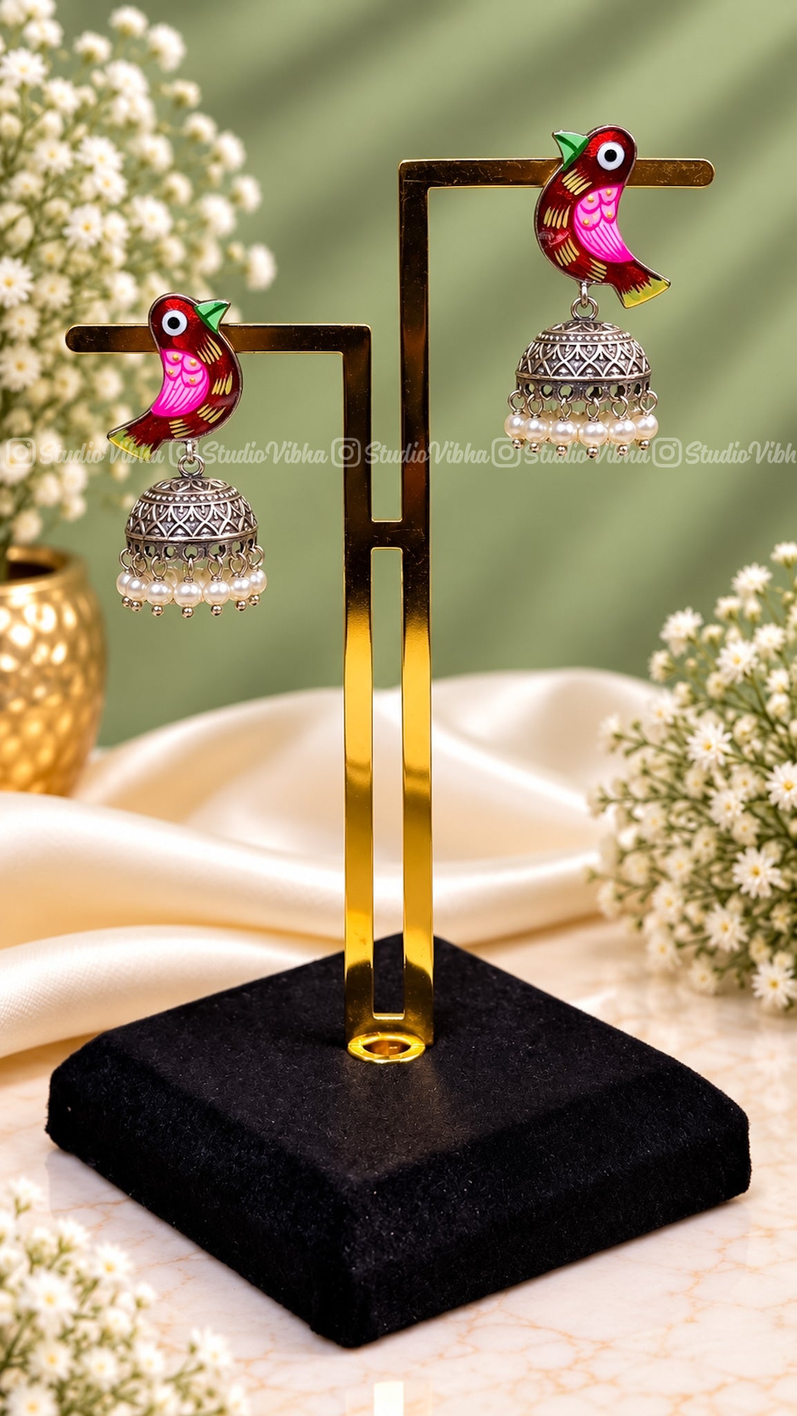 Myna ~ German Silver Jhumkas