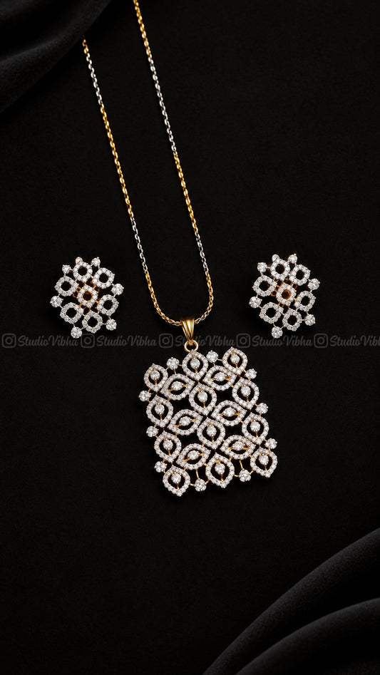 Kattam Kolam ~ Traditional Kolam AD pendant Neckset