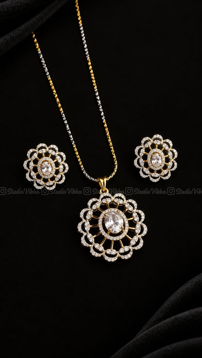 Nila Solitaire Set ~ Rangoli AD pendant set