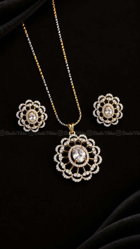 Nila Solitaire Set ~ Rangoli AD pendant set