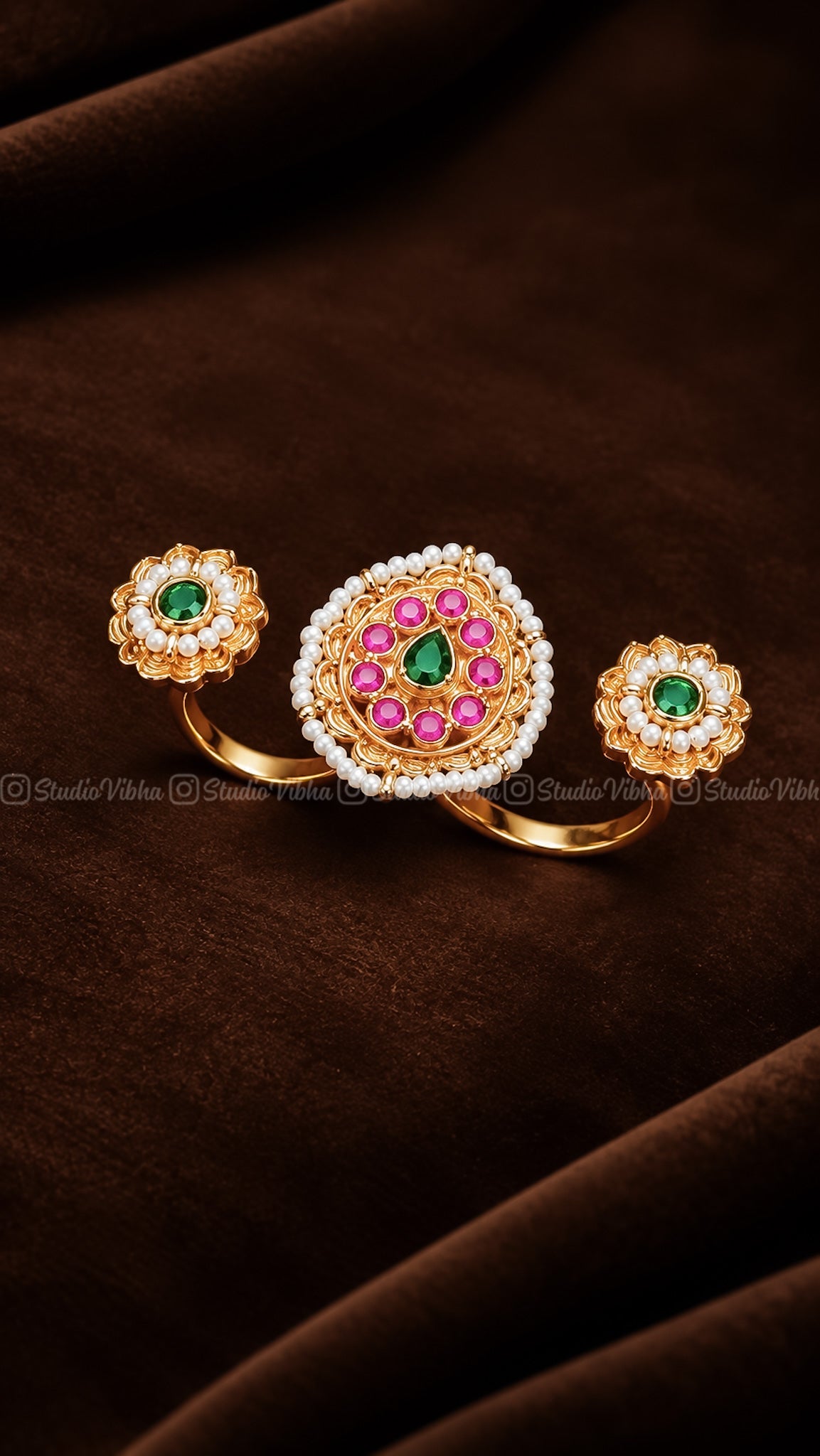 Trishara ~ Jadau ring ~ 1 ring for 3 fingers