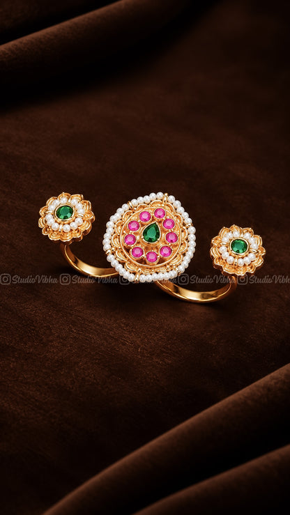 Trishara ~ Jadau ring ~ 1 ring for 3 fingers