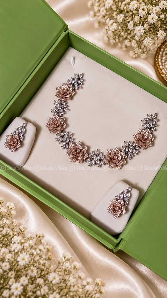 Aaradhya Rose ~ Mozonite Black Metal Necklace