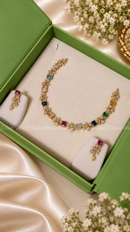 Navaratna Trellis ~ AD Neckset