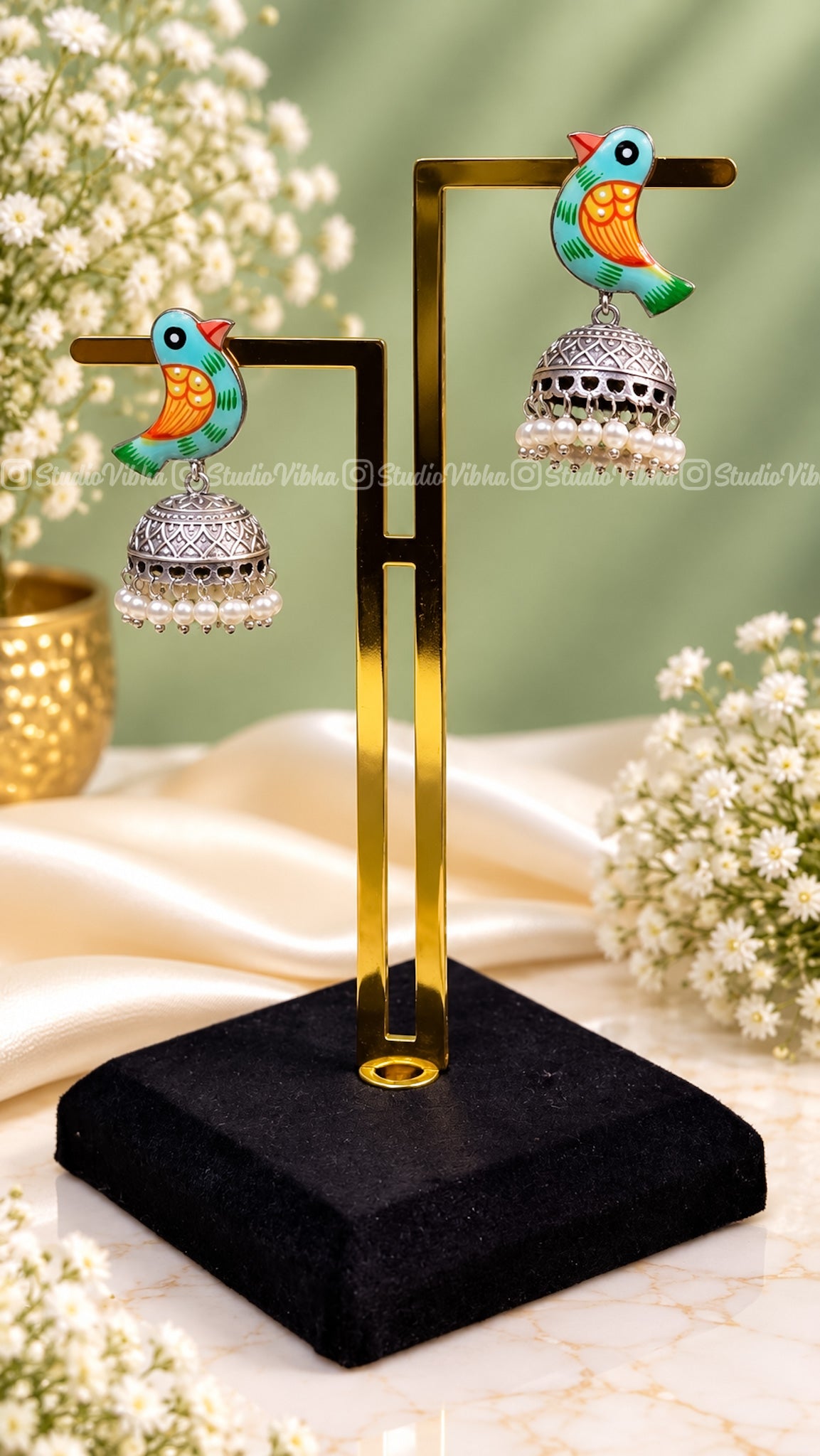 Myna ~ German Silver Jhumkas