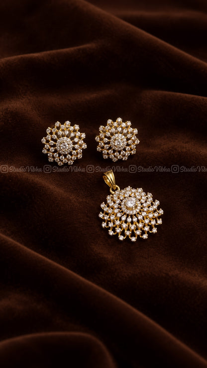 Adukku Thamarai ~ Rangoli Diamond replica AD Pendant set