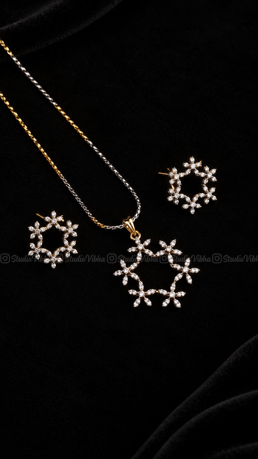 Mullai Wreath ~ Diamond replica AD pendant set