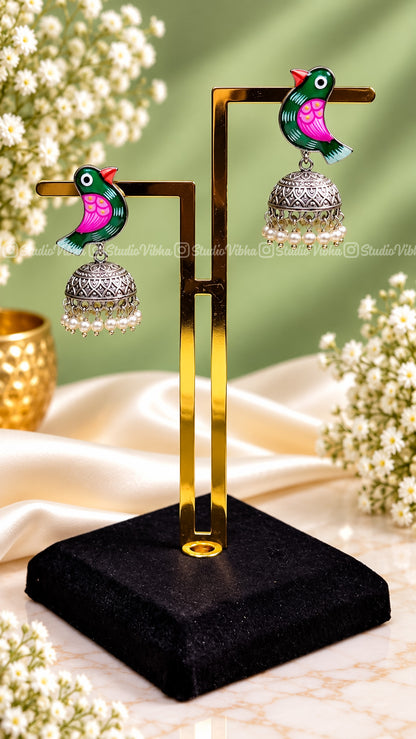 Myna ~ German Silver Jhumkas