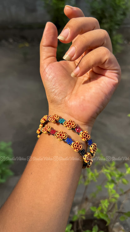 Wooden beads AD bangles