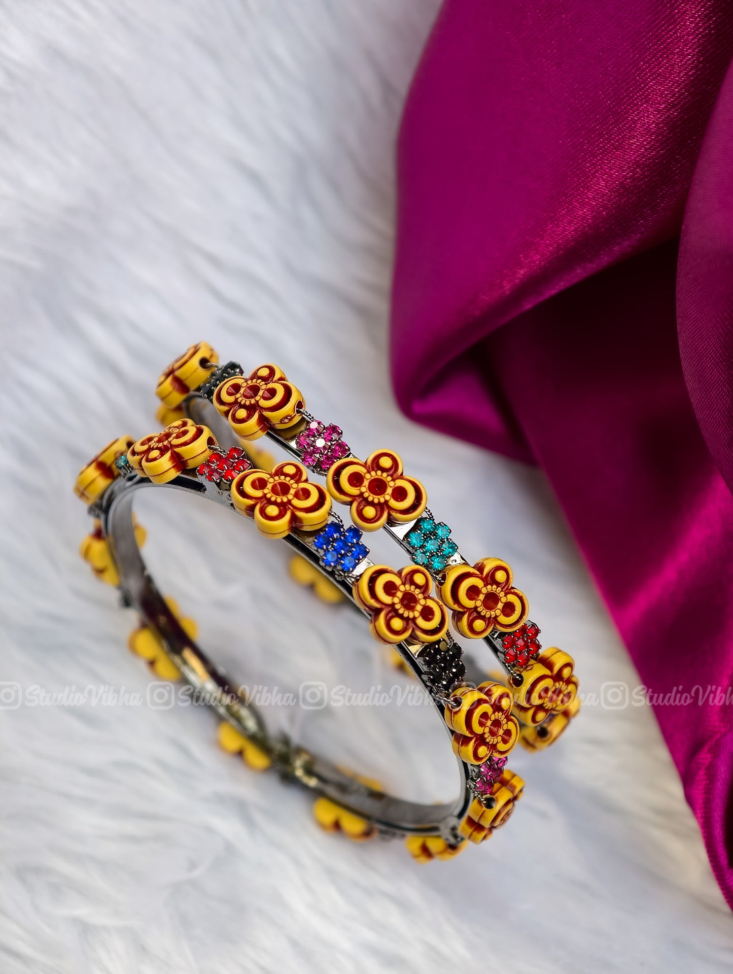 Wooden beads AD bangles