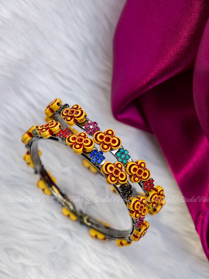 Wooden beads AD bangles