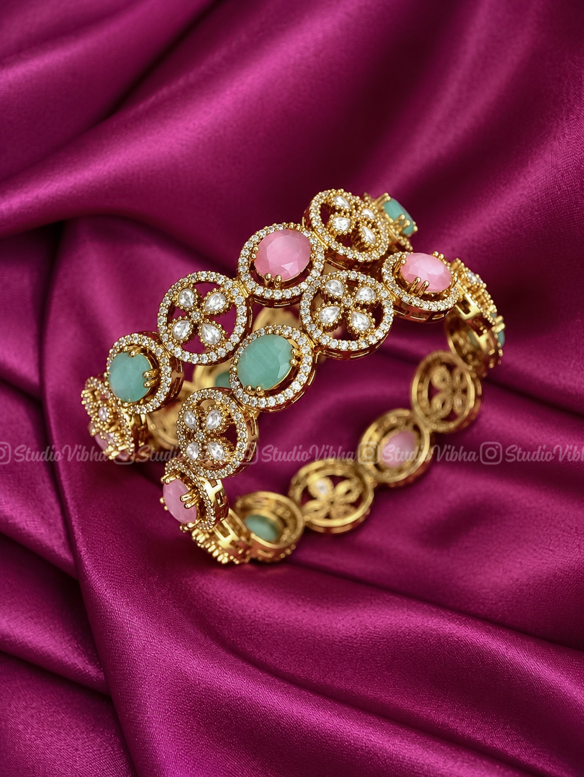 Aarika ~ Victorian Mozonite Floral Bangles