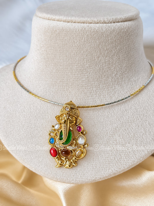 Ganesha Navaratna Pendant