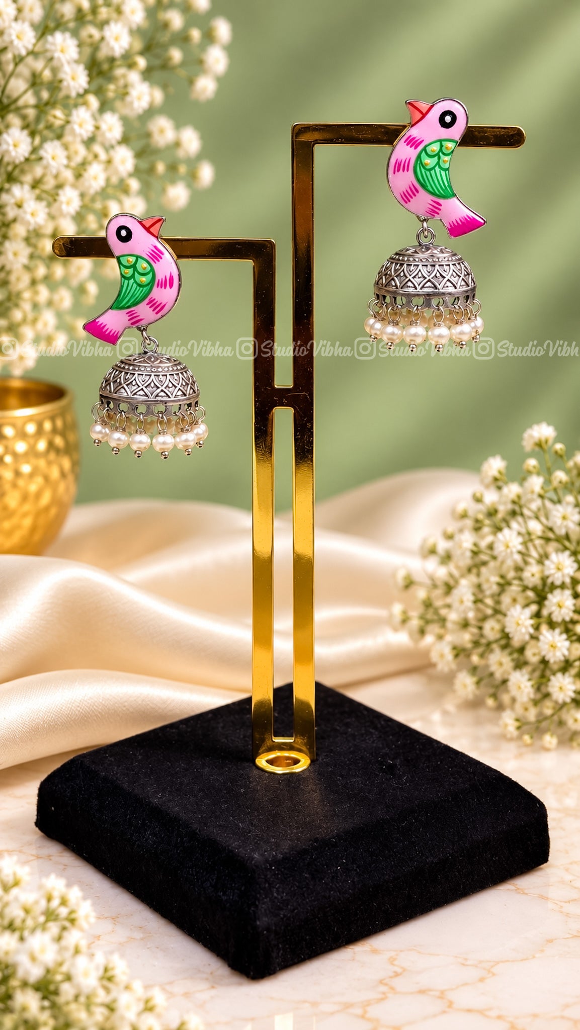 Myna ~ German Silver Jhumkas