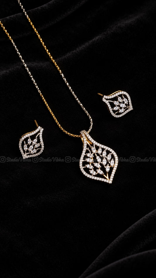 Thalir ~ Diamond replica AD Pendant set