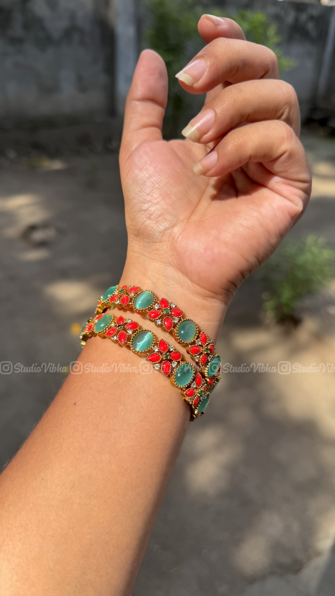 Coral Mint ~ Victorian Bangles