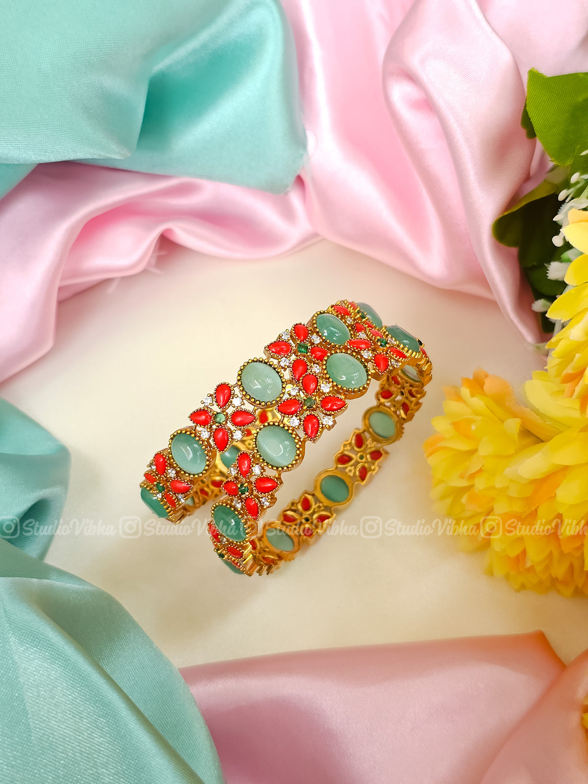 Coral Mint ~ Victorian Bangles