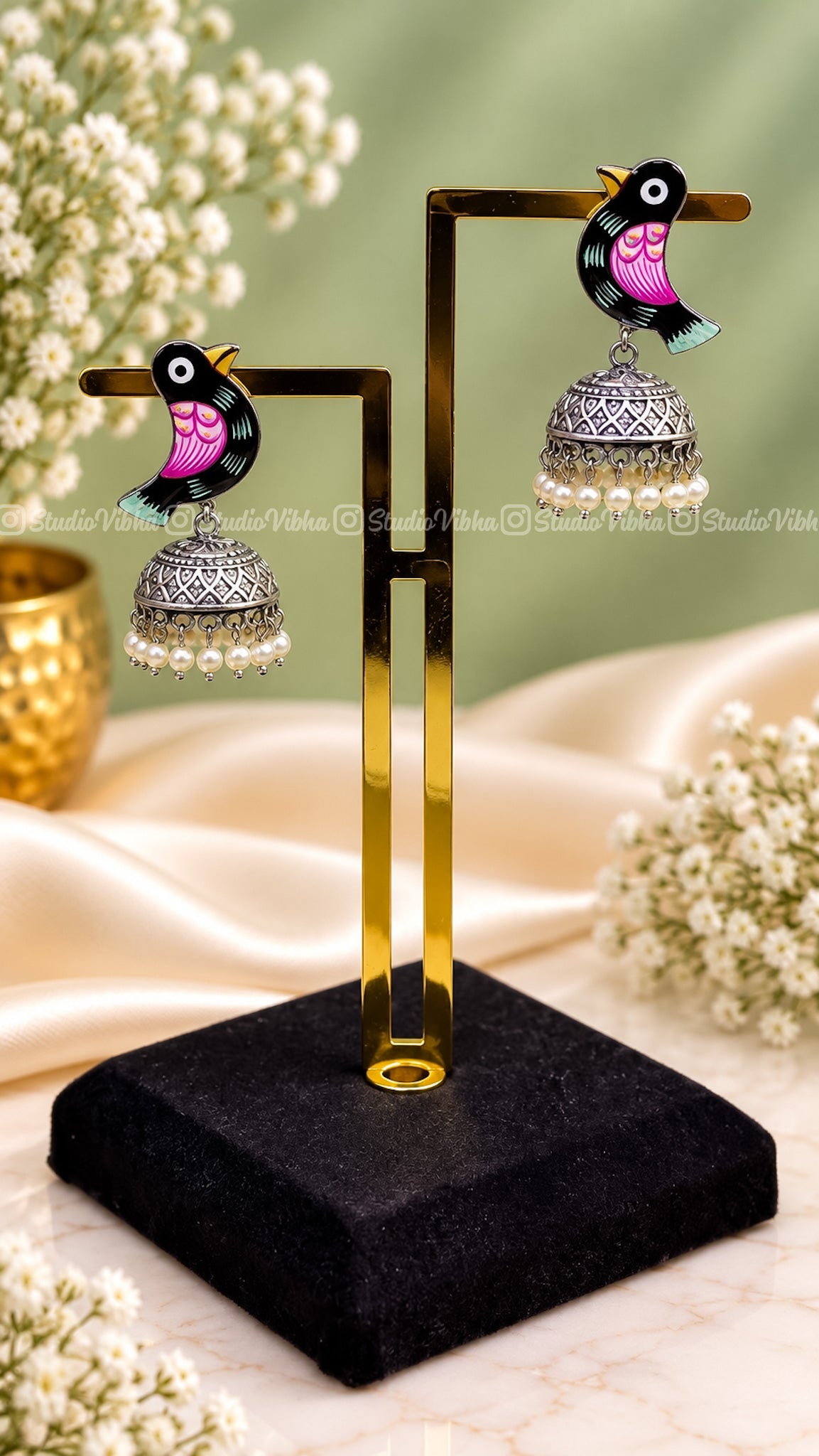 Myna ~ German Silver Jhumkas
