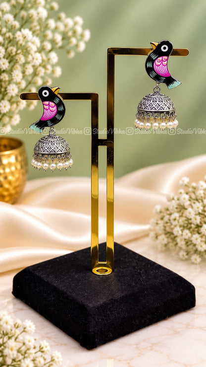 Myna ~ German Silver Jhumkas