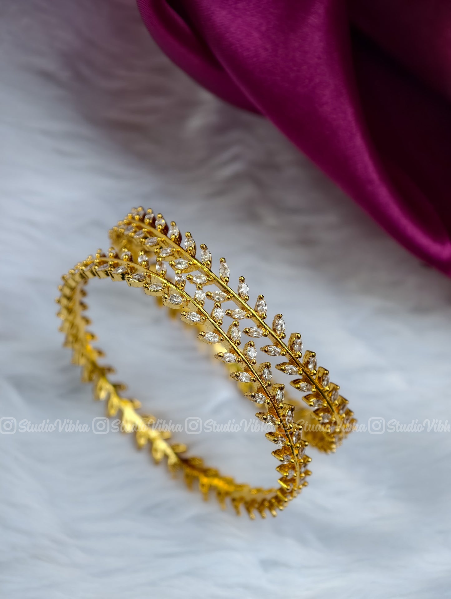 Leafy Diamond lookalike AD bangles