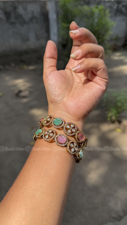 Aarika ~ Victorian Mozonite Floral Bangles