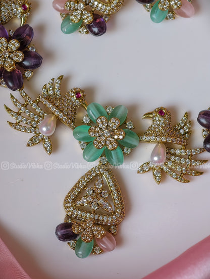 Madhubani Mayuri ~ Victorian Mozonite Neckset
