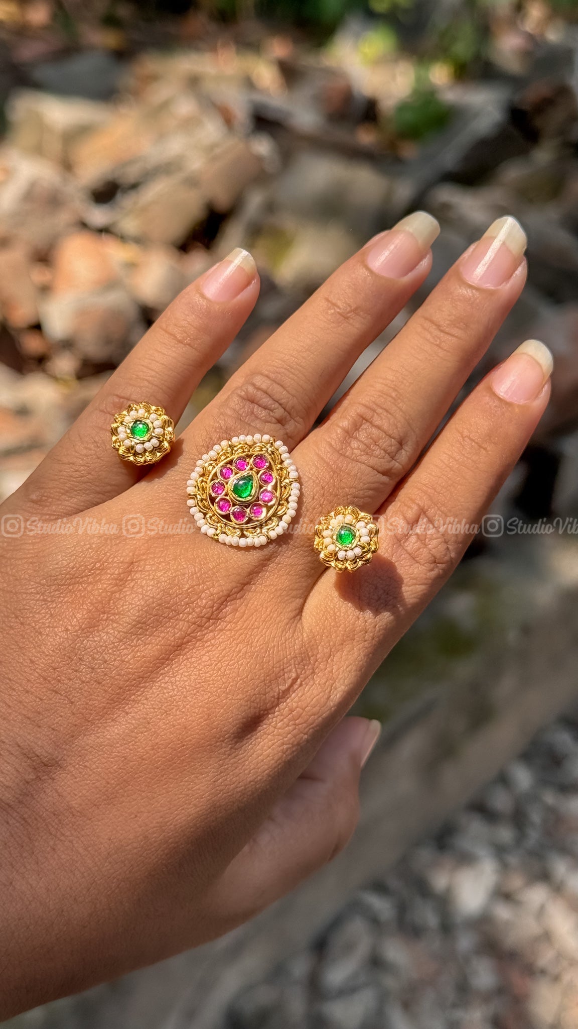 Trishara ~ Jadau ring ~ 1 ring for 3 fingers