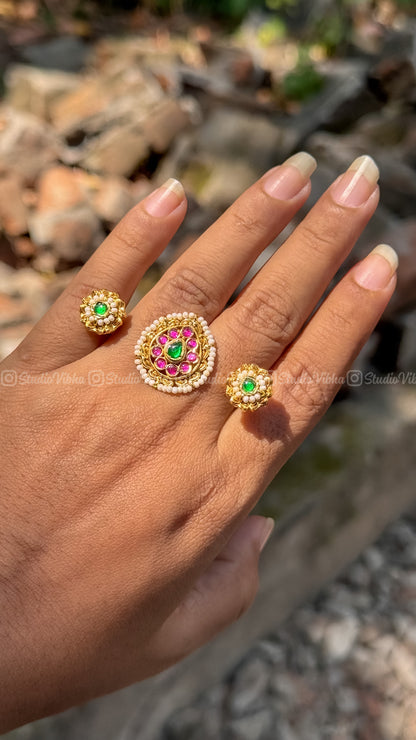 Trishara ~ Jadau ring ~ 1 ring for 3 fingers