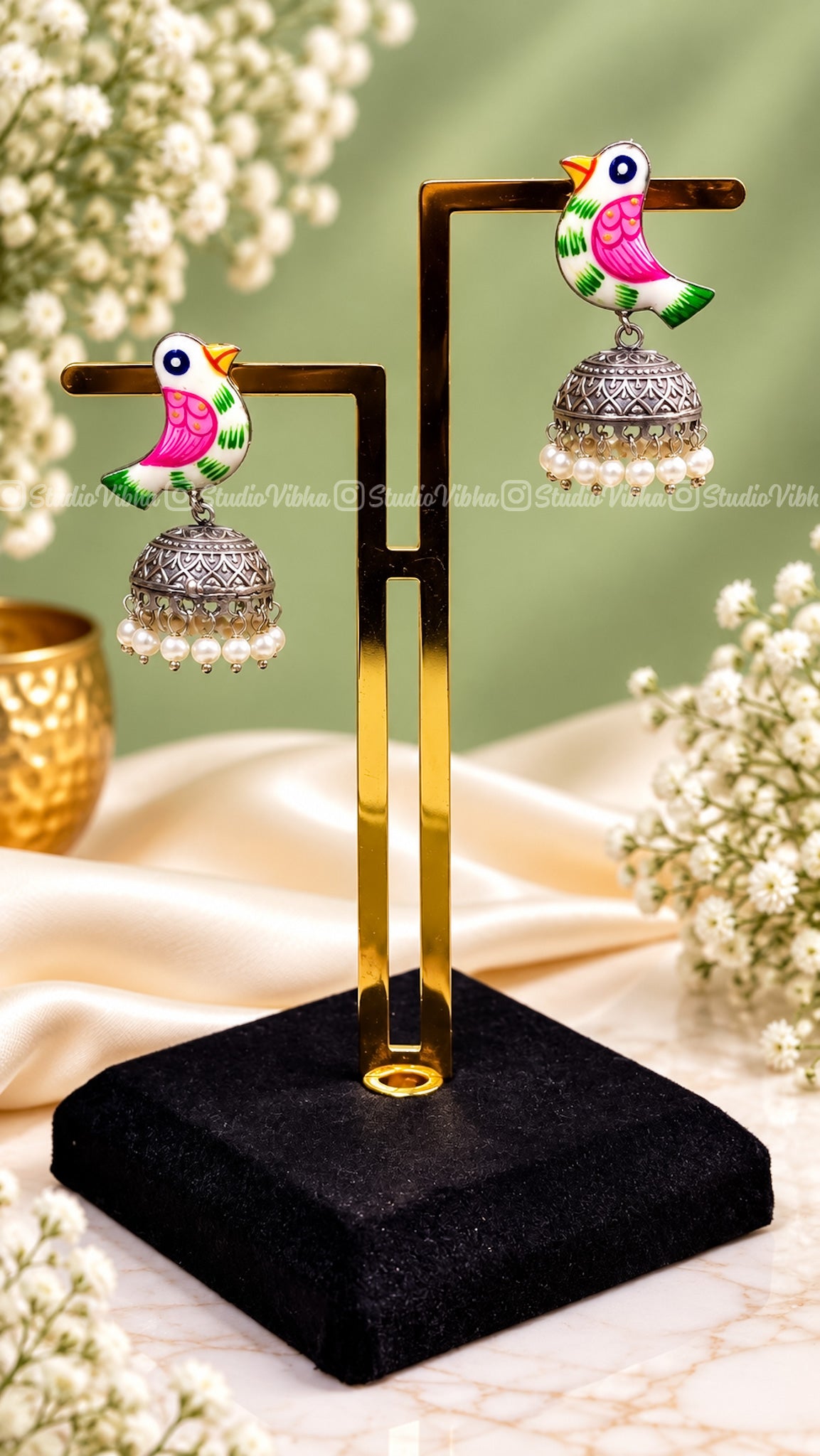 Myna ~ German Silver Jhumkas