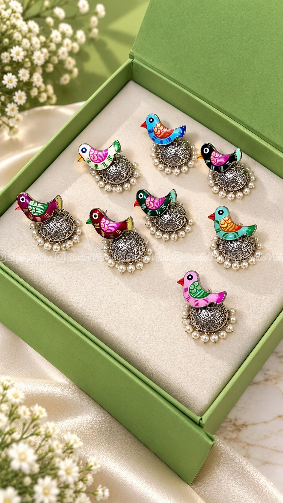 Myna ~ German Silver Jhumkas
