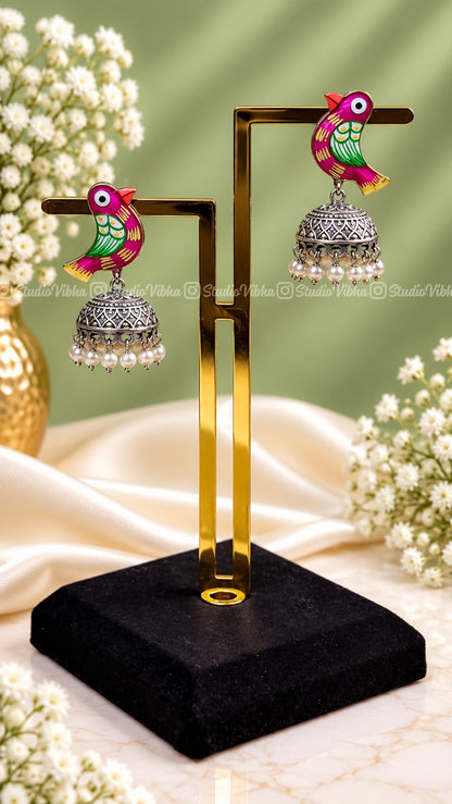Myna ~ German Silver Jhumkas