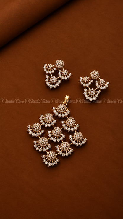 Adukku Visiri ~ Rangoli Diamond replica AD Pendant set