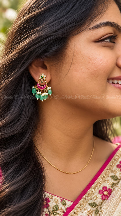 Gulabi ~ Jadau Kundan Mini Chandbalis