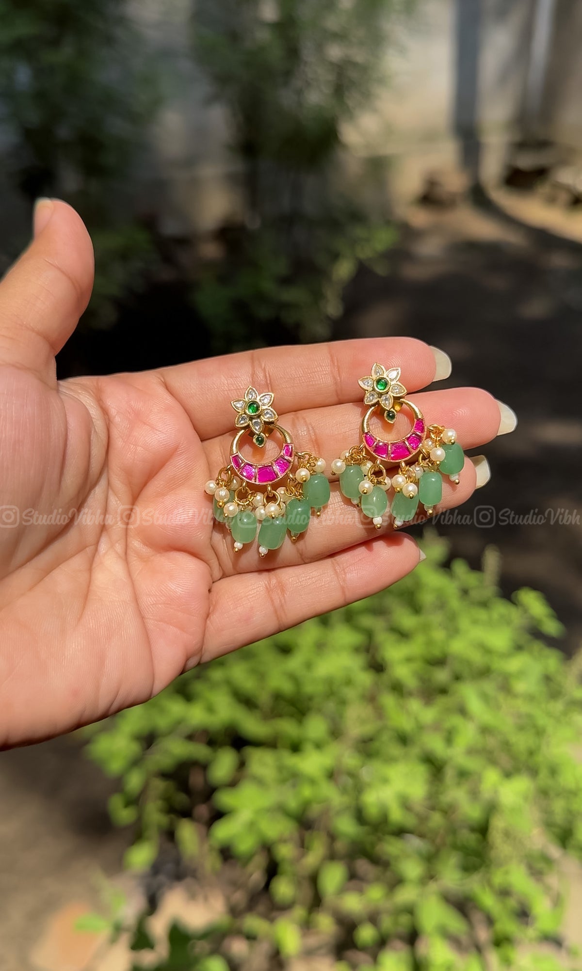 Gulabi ~ Jadau Kundan Mini Chandbalis