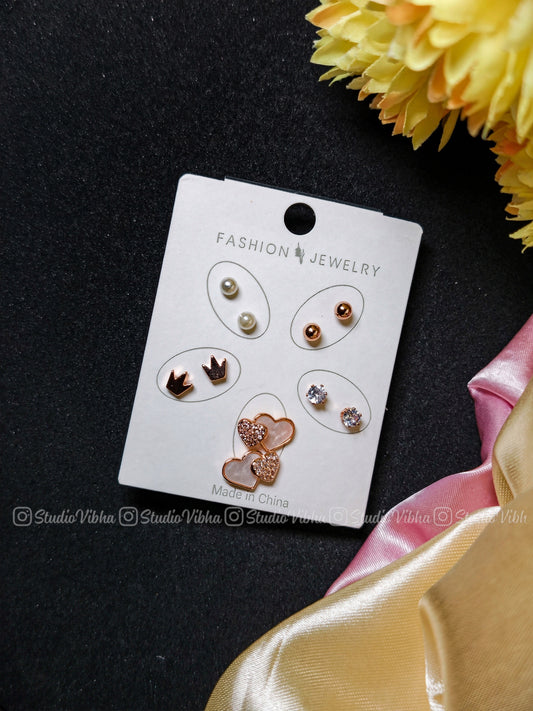 Secondary earring - Hearts & crown