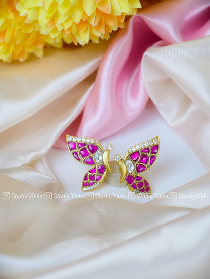 Jadau butterfly studs