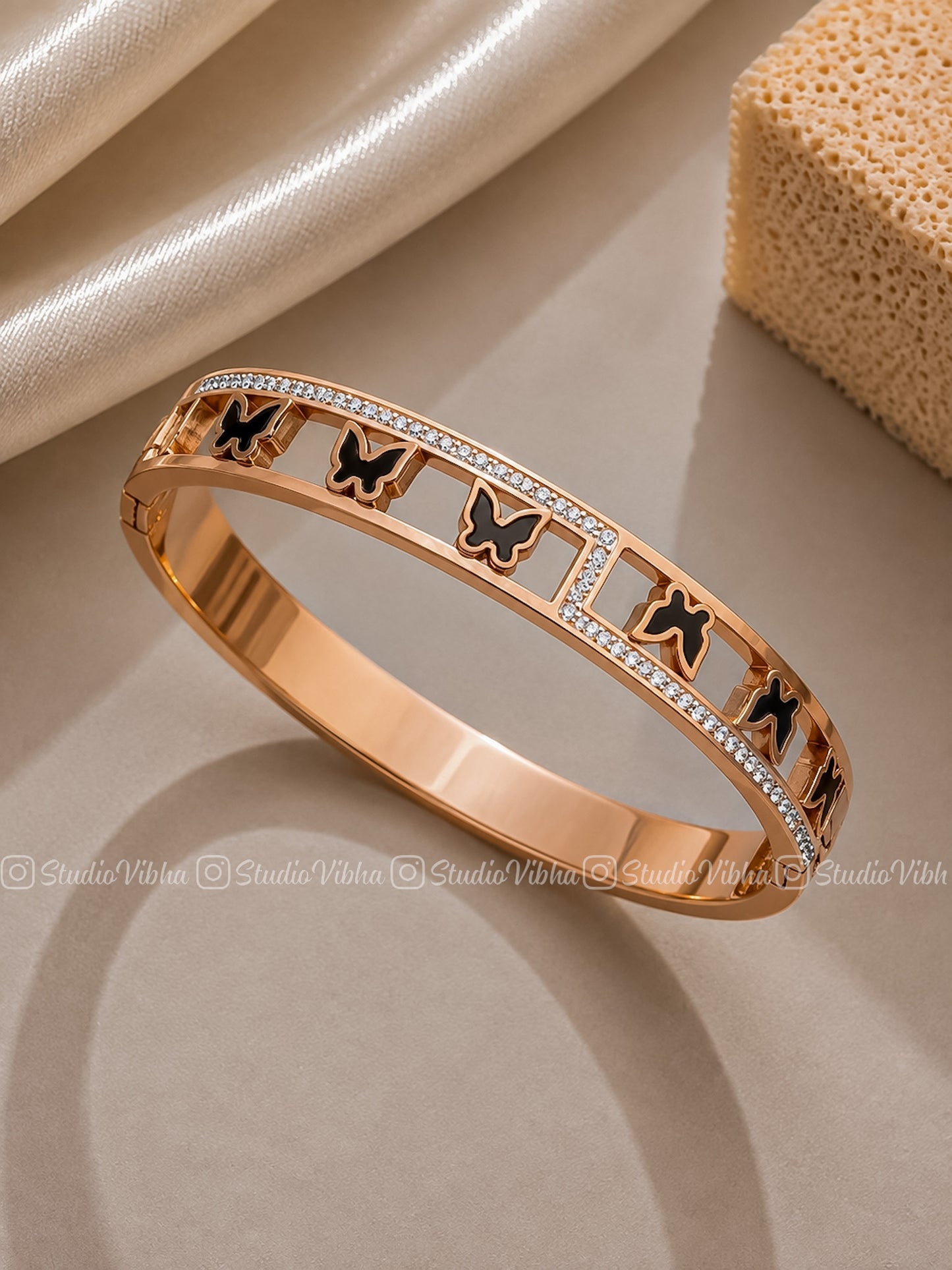 SS Kada - Rose Gold - Black butterflies