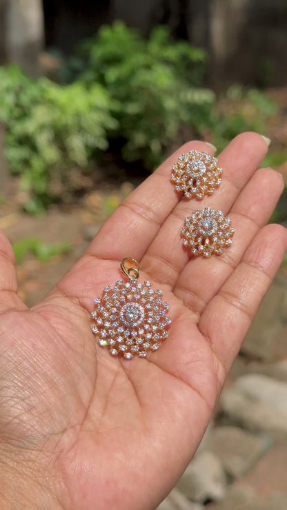 Adukku Thamarai ~ Rangoli Diamond replica AD Pendant set
