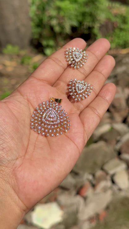 Kathir Halo ~ Rangoli Diamond replica AD Pendant set