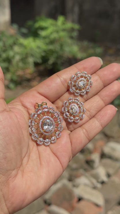 Nila Solitaire Set ~ Rangoli AD pendant set